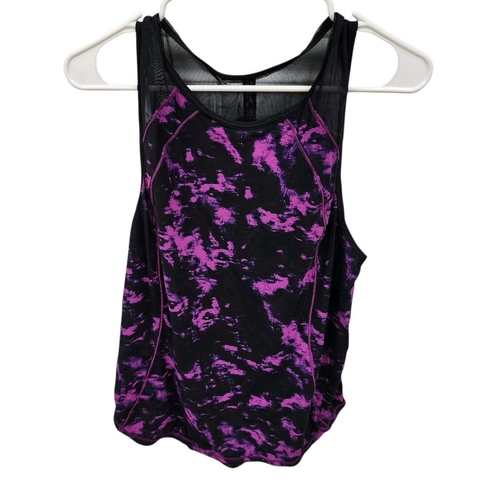 Lululemon Breezie Regal Plum Black Sculpt Open Back Vent Tank Top Sz Small NOTE